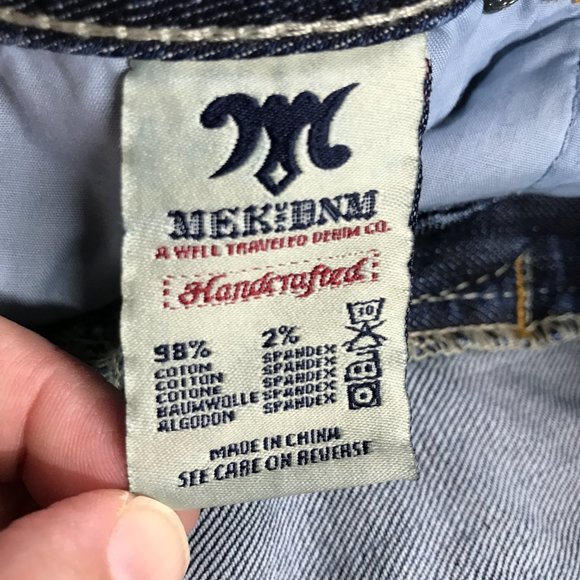MEK Prague Boot Cut Jeans Womens 31x34 Medium Wash Denim Mid Rise Distressed - Picture 15 of 15